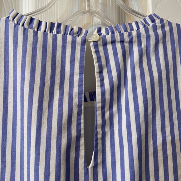 JCREW Blue/White Striped Sleeveless Midi Dress w/ Pockets Size 0 Cotton Elastane - Picture 9 of 12